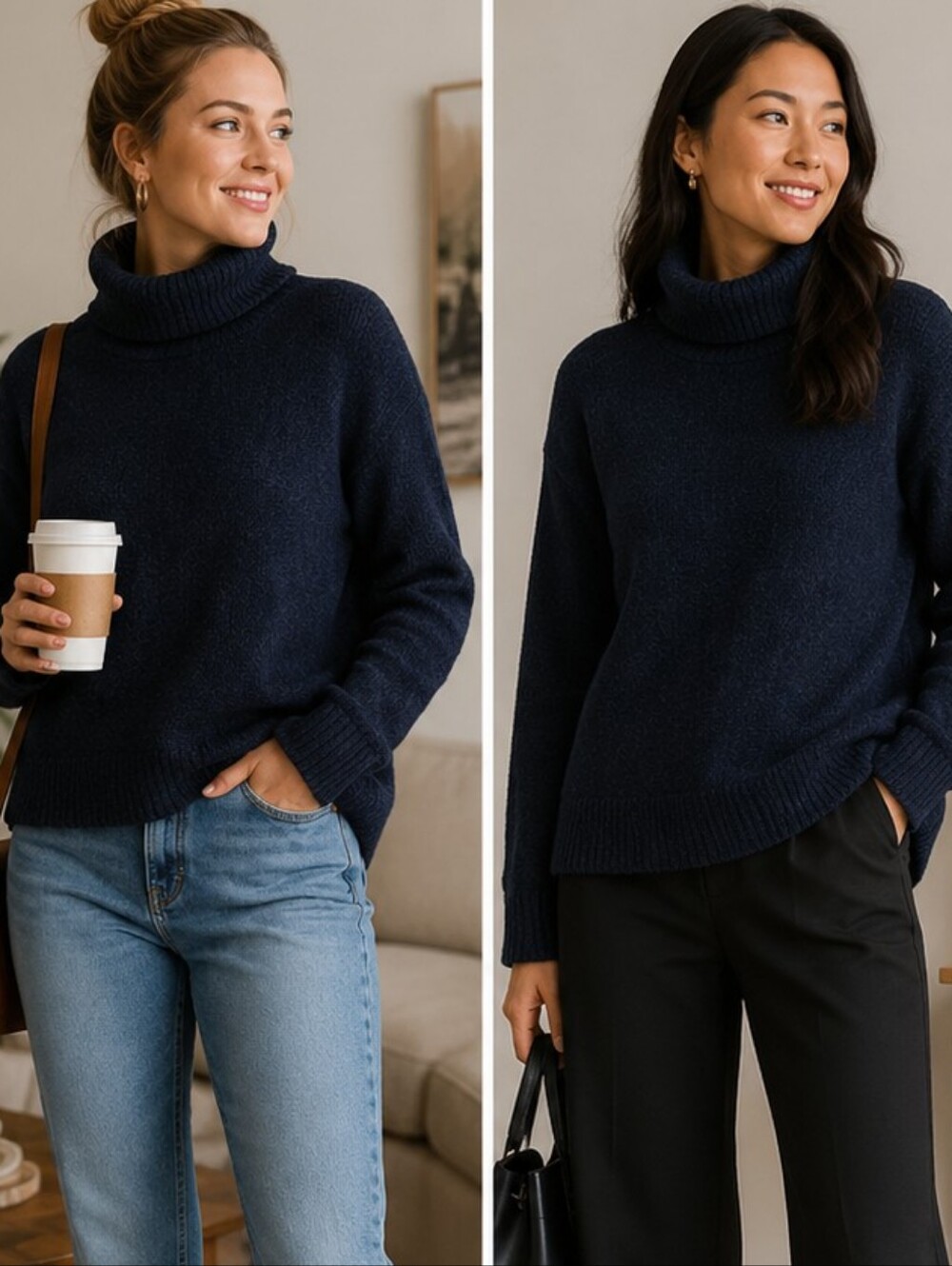 RDI BLUE TURTLENECK CHUNKY SWEATER